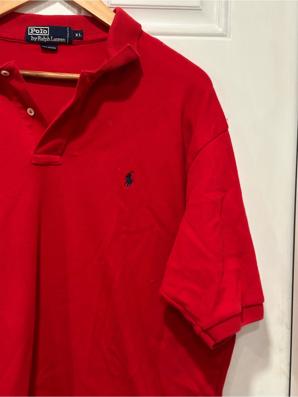 Polo Ralph Lauren Mens Designer Red 100% Cotton Short Sleeve Polo Shirt Sz XL - Picture 2 of 6
